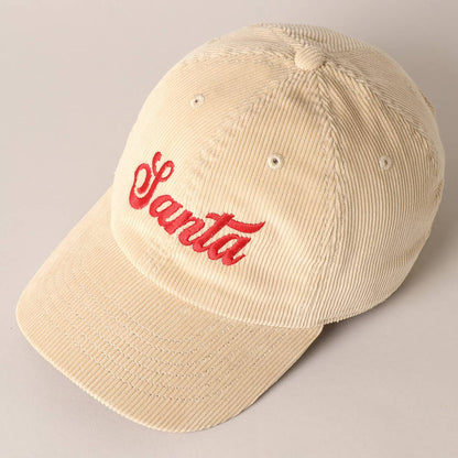 Santa Embroidery Corduroy Baseball Cap