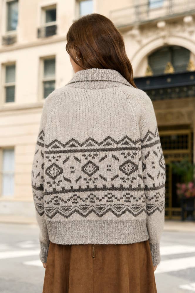 Mock Neck Toggle Button Knit Cardigan