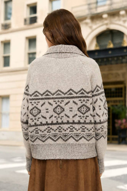 Mock Neck Toggle Button Knit Cardigan
