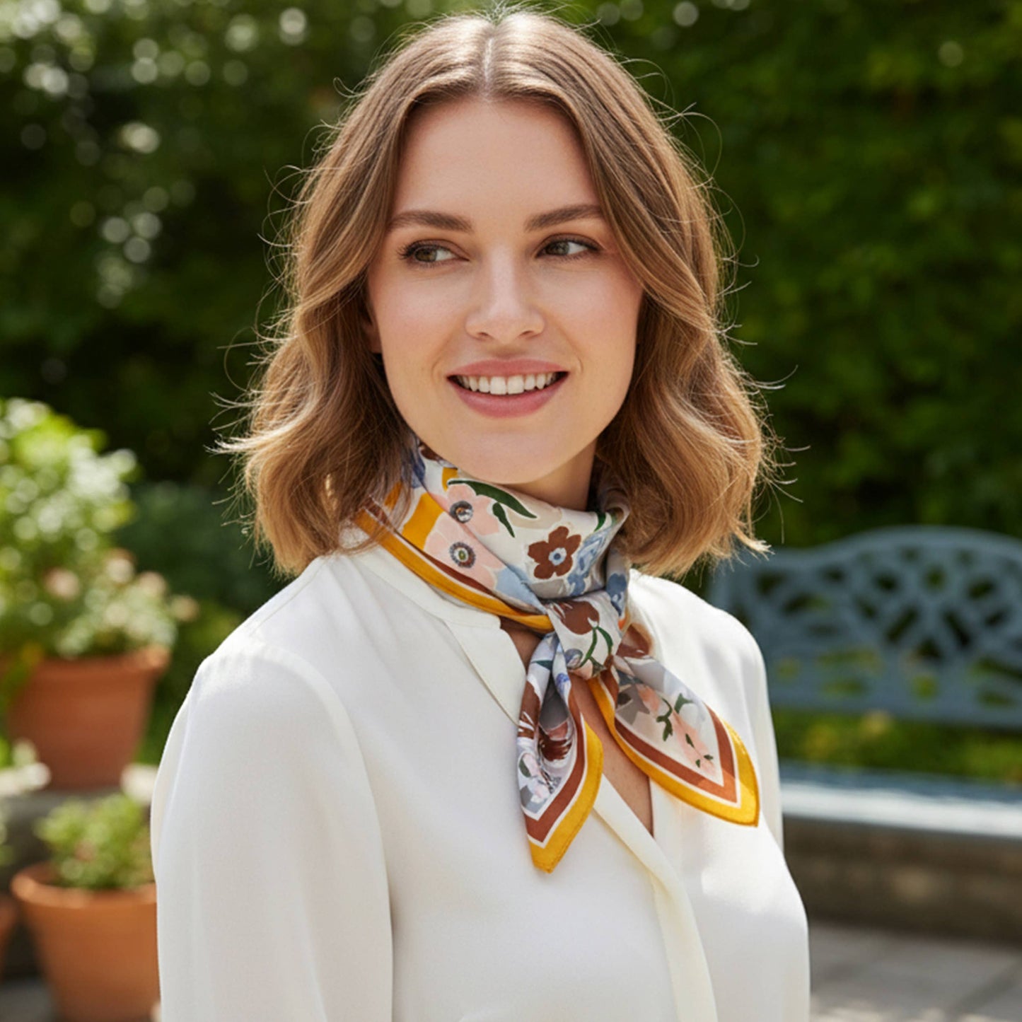 Vibrant Floral and Geometric Pattern Bandana Scarf