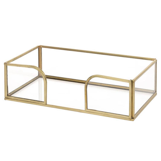 Gold Edge Glass Paper Guest Towel Napkin Caddy / Holder
