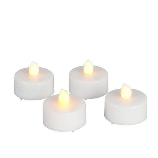 1.42x1.38 inch Gerson Set of 4 White Super Bright LED Tea Lights