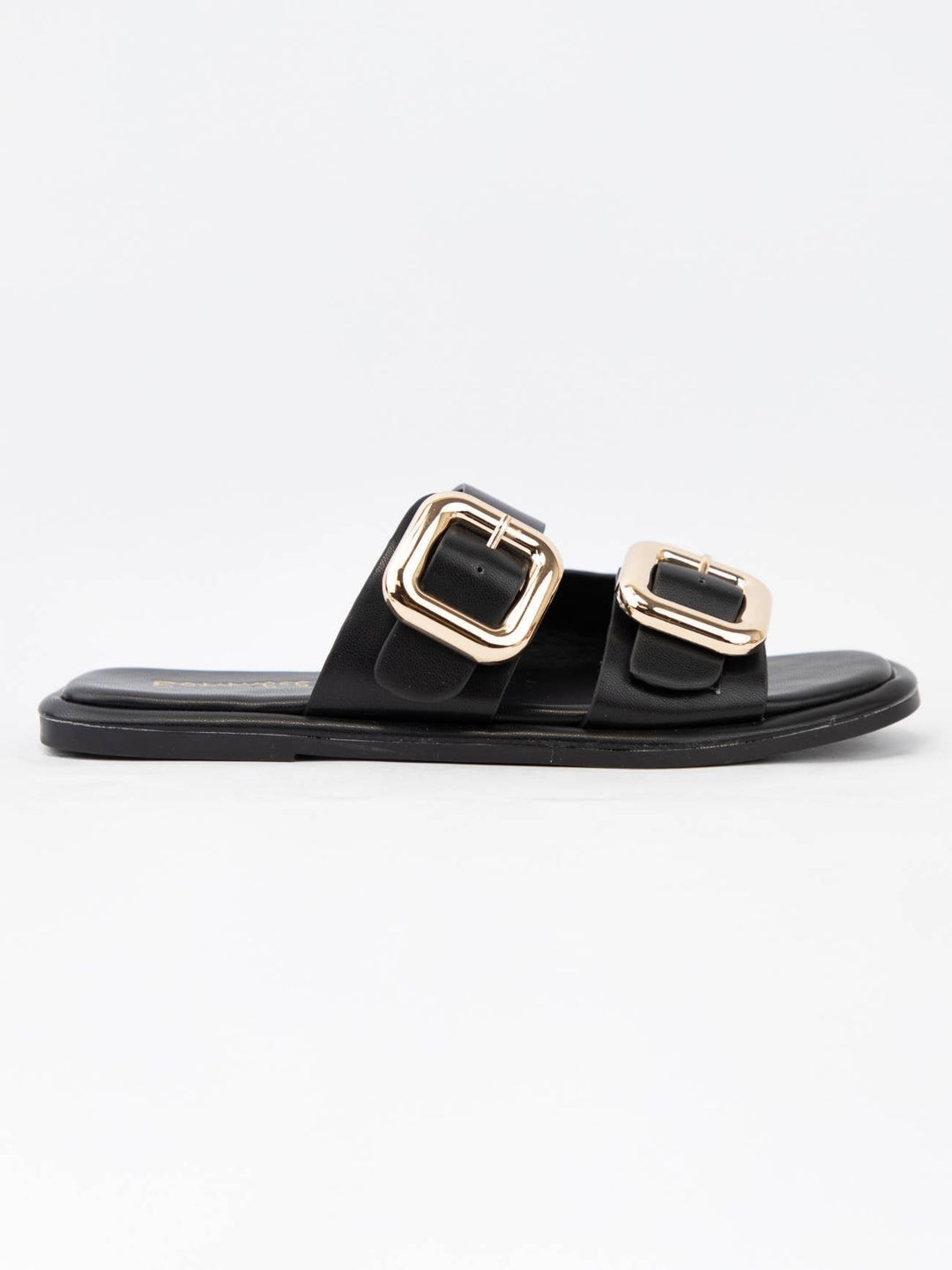 Golden big buckle strap slip on
