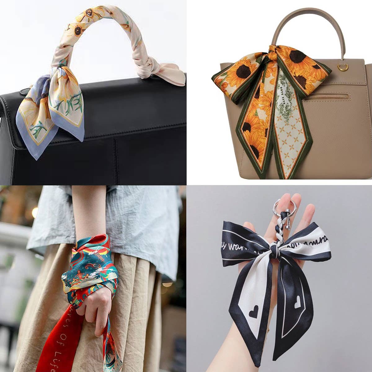 Floral Letter Print Scarf – Headband & Bag Strap_CWASC0061