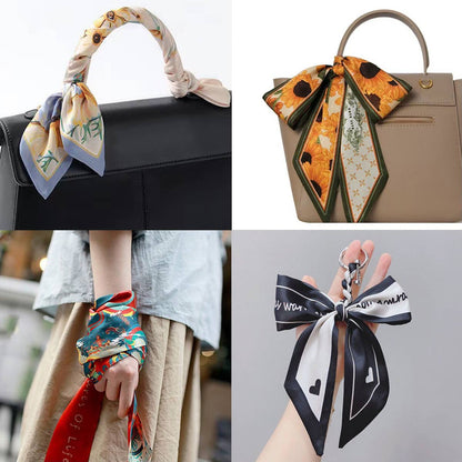 Floral Letter Print Scarf – Headband & Bag Strap_CWASC0061