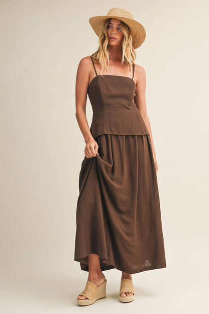 Architectural Tiered Bodice Maxi Dress