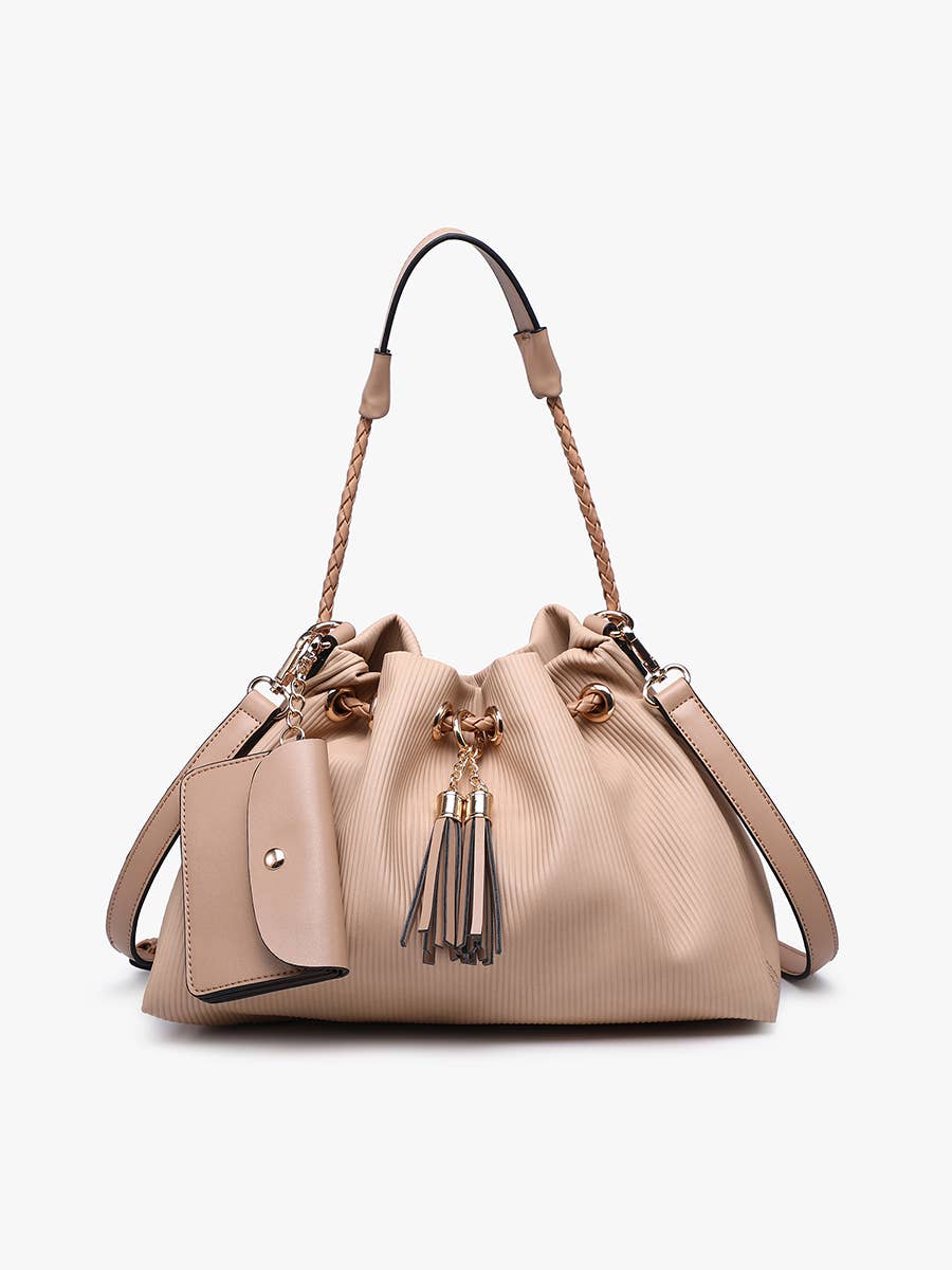 M2815 Aaliyah Pleated Drawstring Bucket Bag w/ Removable Coin Pouch