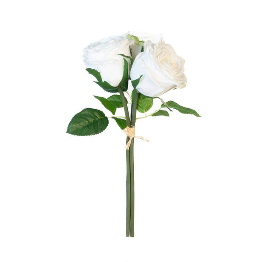 Eden Real Touch Rose Bouquet White Bundle of 3