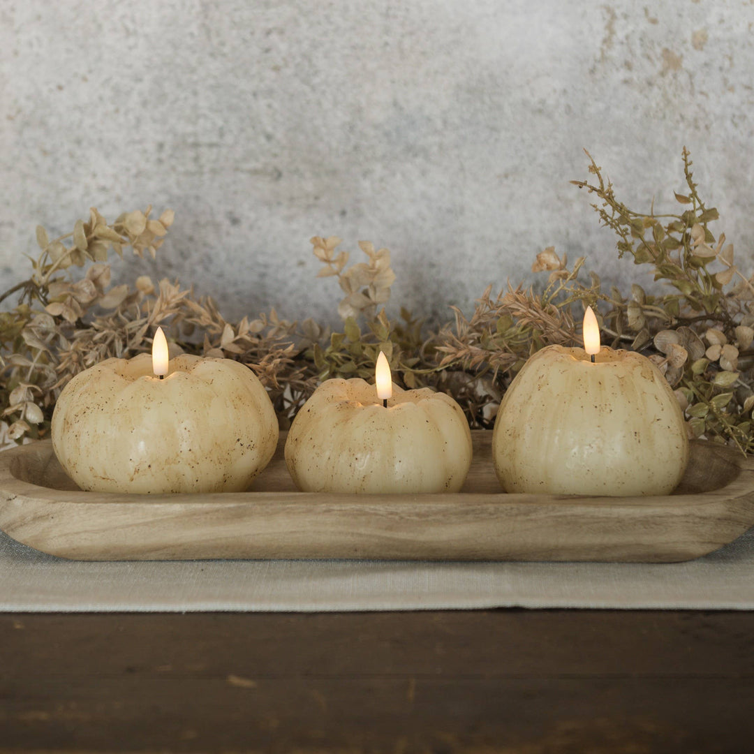 4" CREAM 3D FLAME TALL PUMPKIN CANDLE