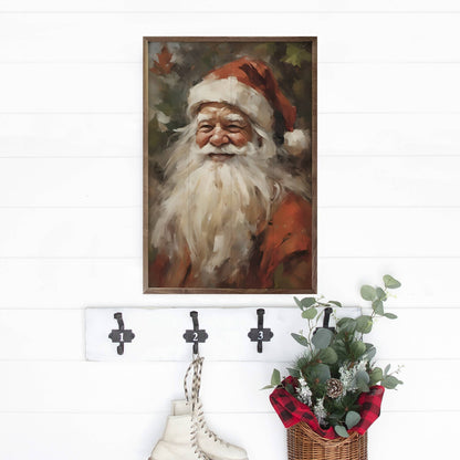 Santa Portrait In Red Art Print