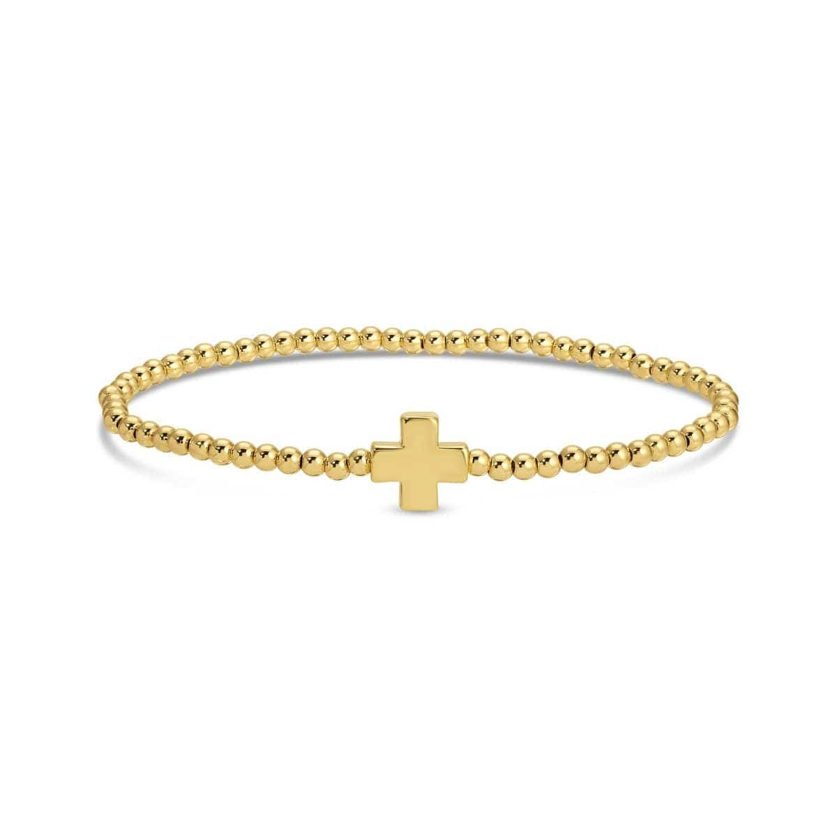 Stretch Bracelet with Single Gold Cross