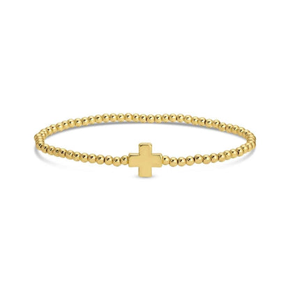 Stretch Bracelet with Single Gold Cross