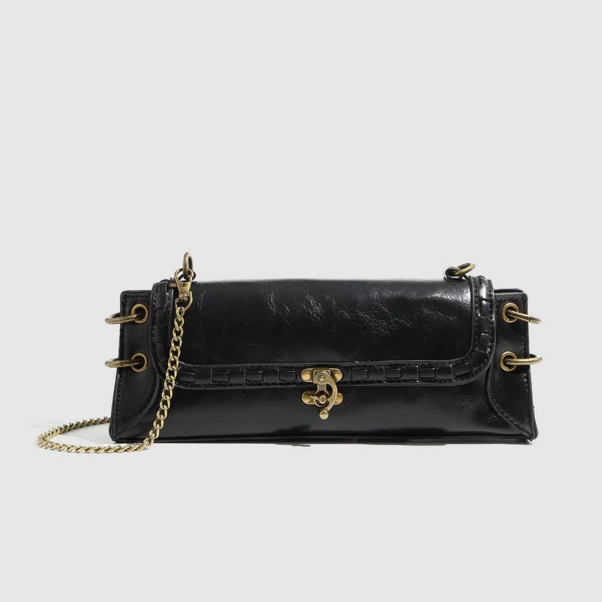 Bronze Lock Chain Shoulder & Clutch Bag