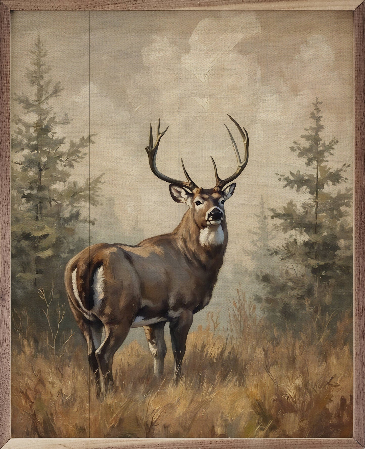 Whitetail Buck In Pines Art Print