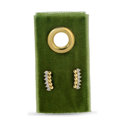 Delicate Dots & CZ Studs On Velvet Tag