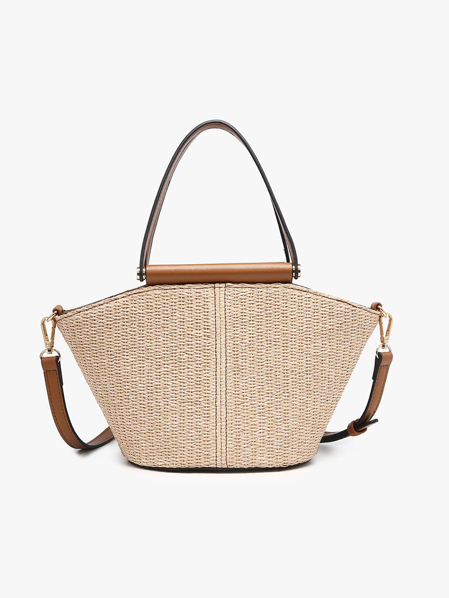 M2829 Raelynn Small Straw Tote w/ Dual Handles & Crossbody Strap