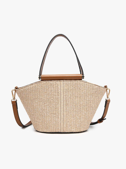 M2829 Raelynn Small Straw Tote w/ Dual Handles & Crossbody Strap