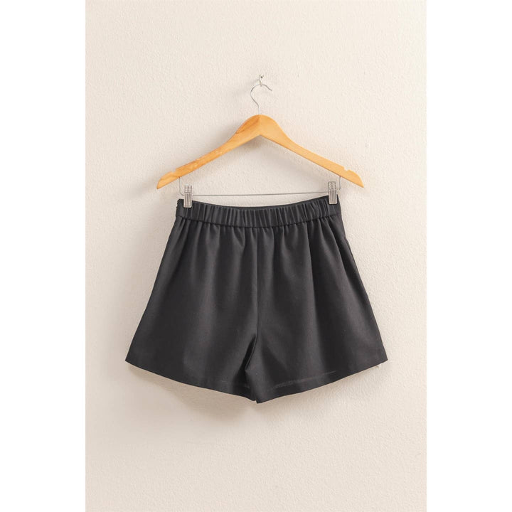 Sand Washed pleated High Waist Shorts