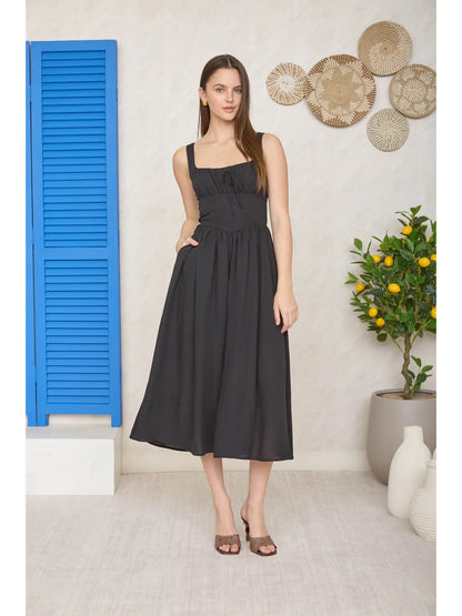 Square Neck Front Tie Corset Dress