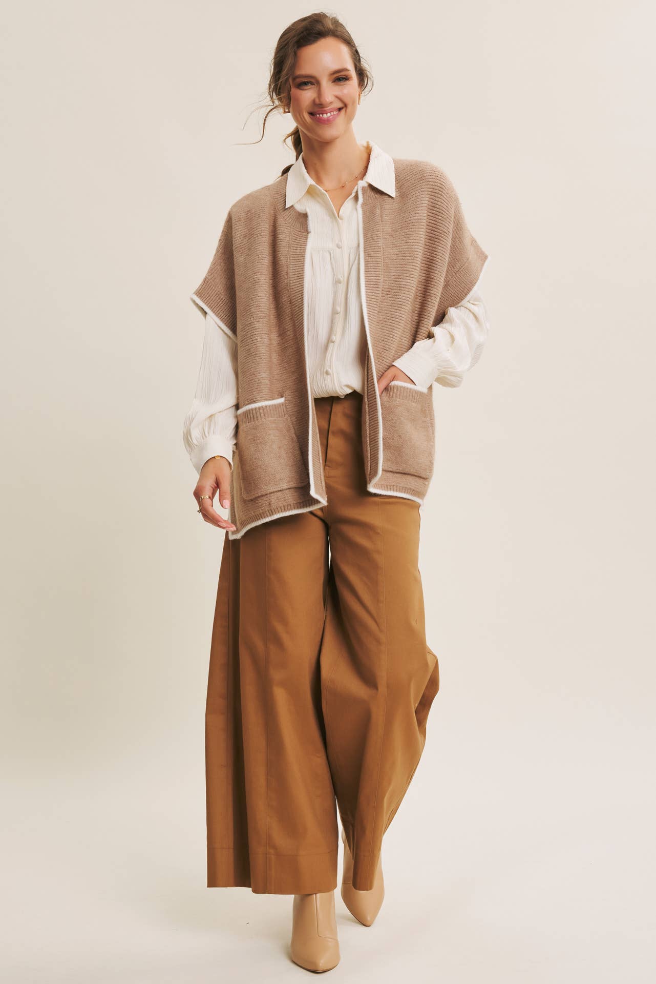 Crinkled Button-Down Oversized Shirt with Dolman Sleeves