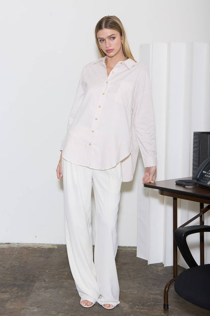 Striped Long Sleeve Collared Shirt
