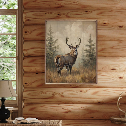 Whitetail Buck In Pines Art Print