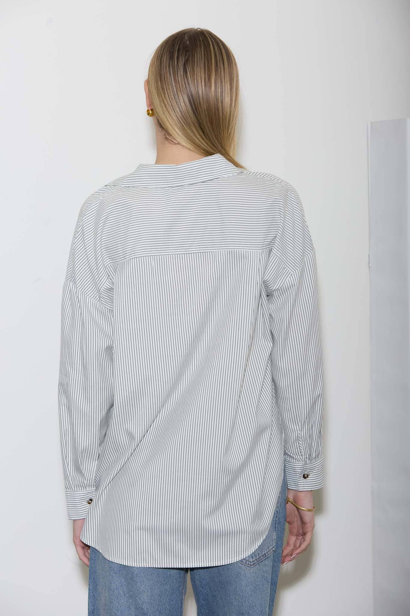Striped Long Sleeve Collared Shirt
