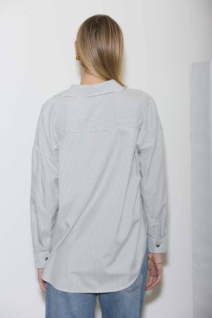 Striped Long Sleeve Collared Shirt