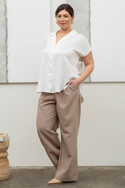 PLUS TEXTURED DROP SHOULDER COLLARED BUTTON DOWN SHIRT