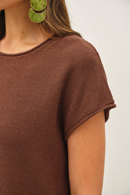 Boxy Short Sleeve Sweater Top