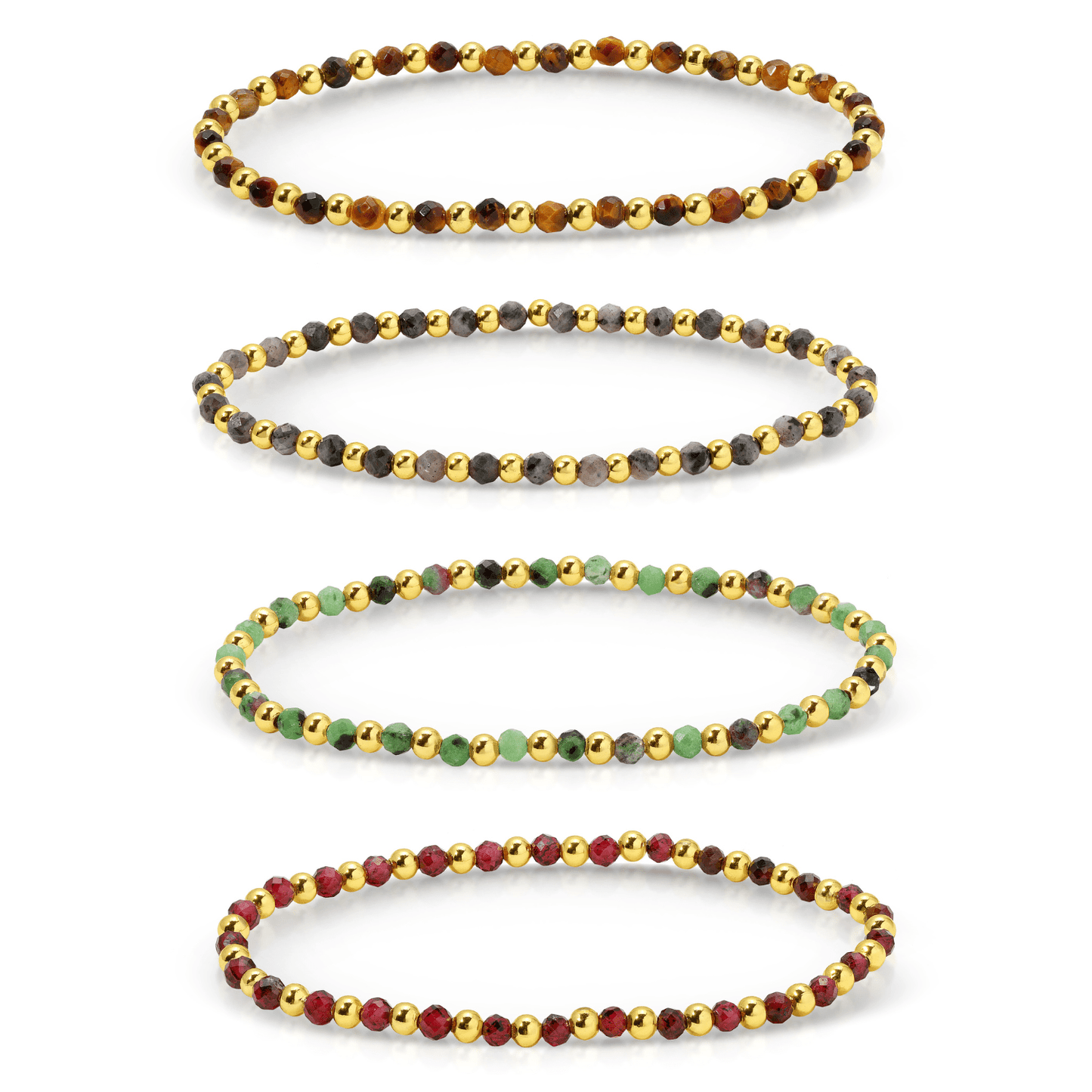 3mm Asst Beaded Bracelets Alternating Stones