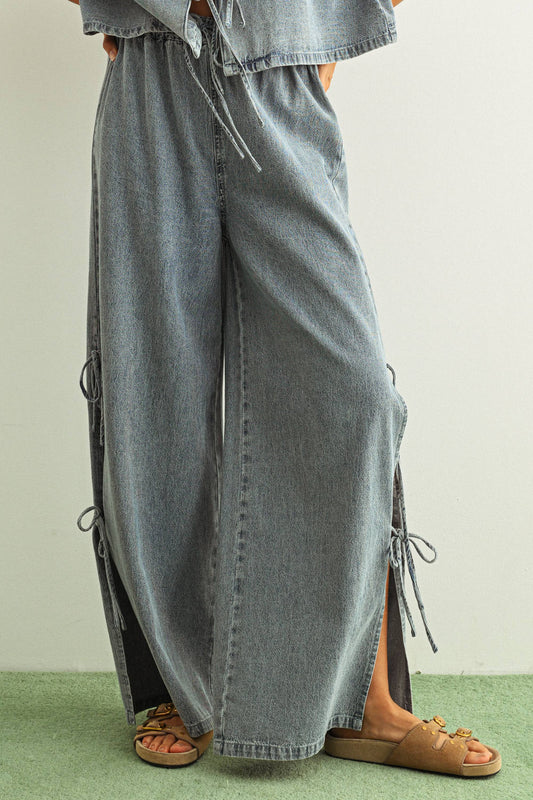 Denim Pants With Ties