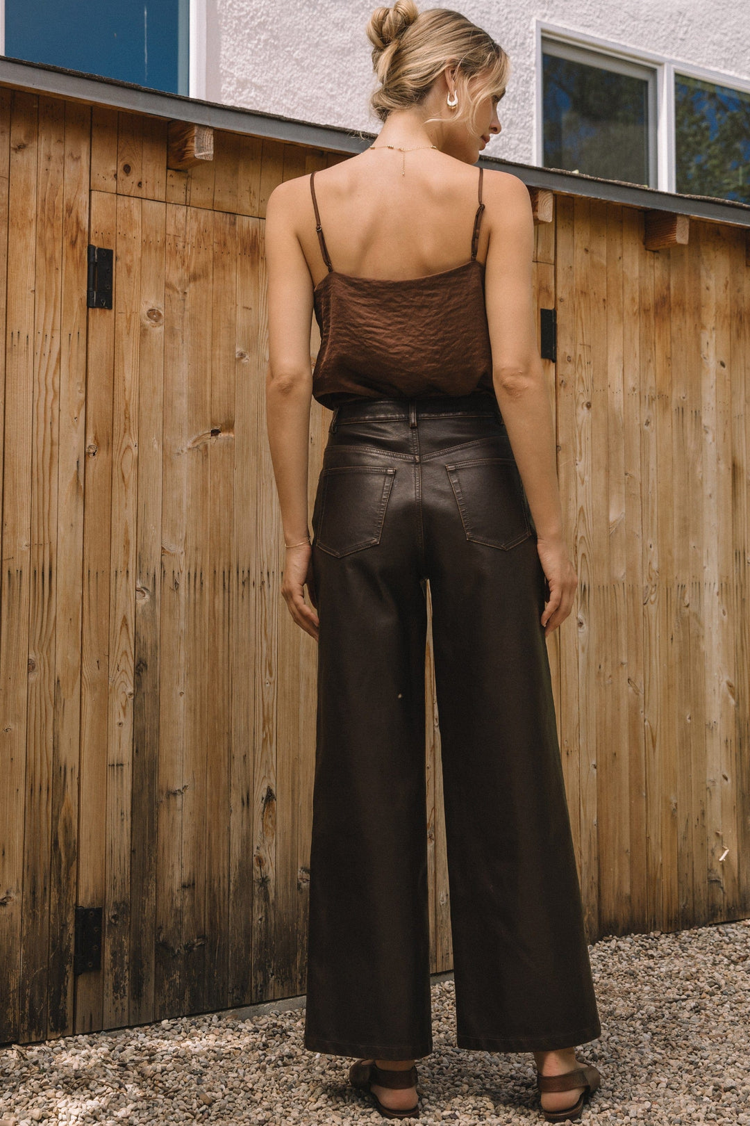 Distressed PU Pants