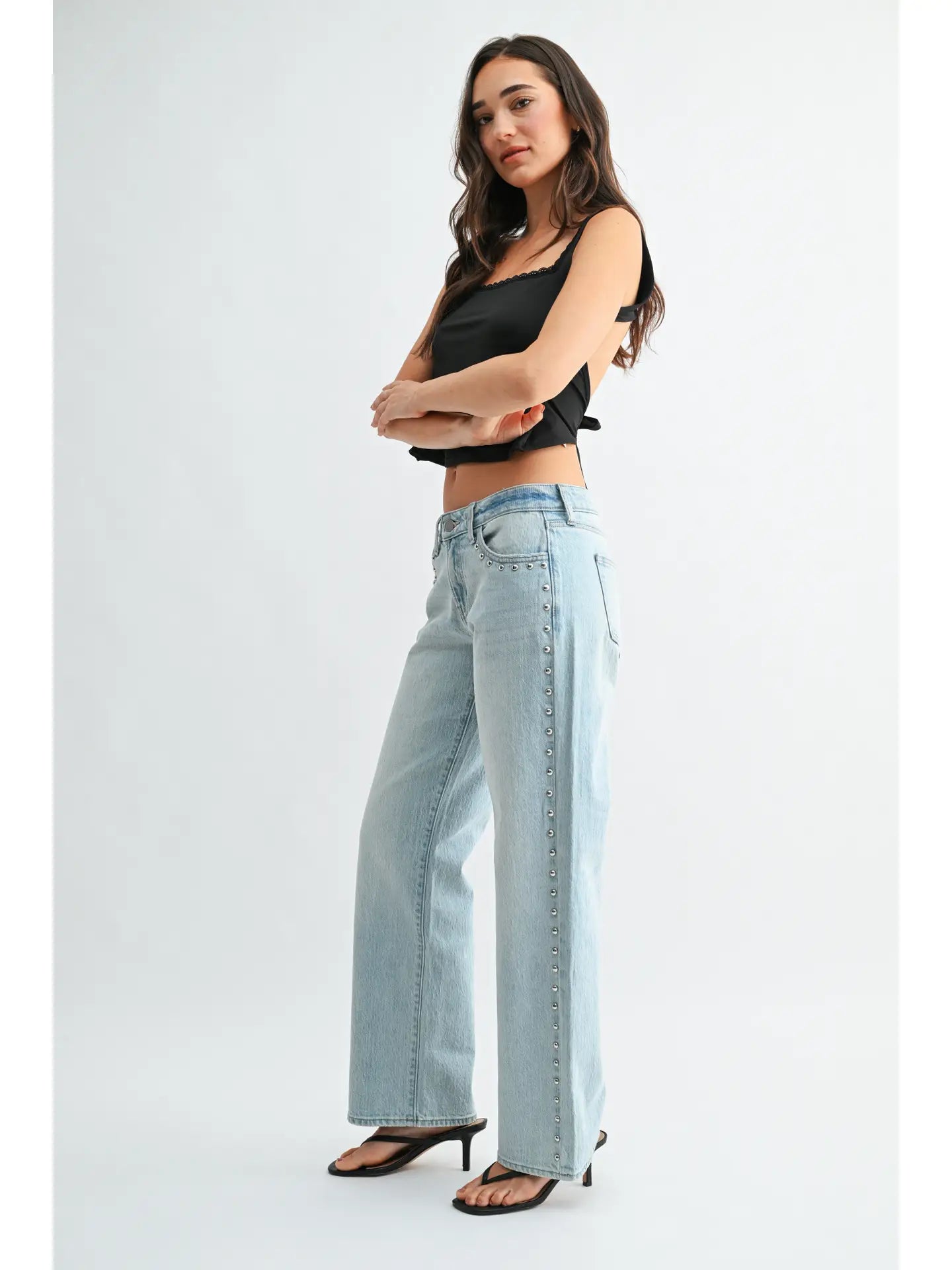 Low Rise Studded Baggy Jean