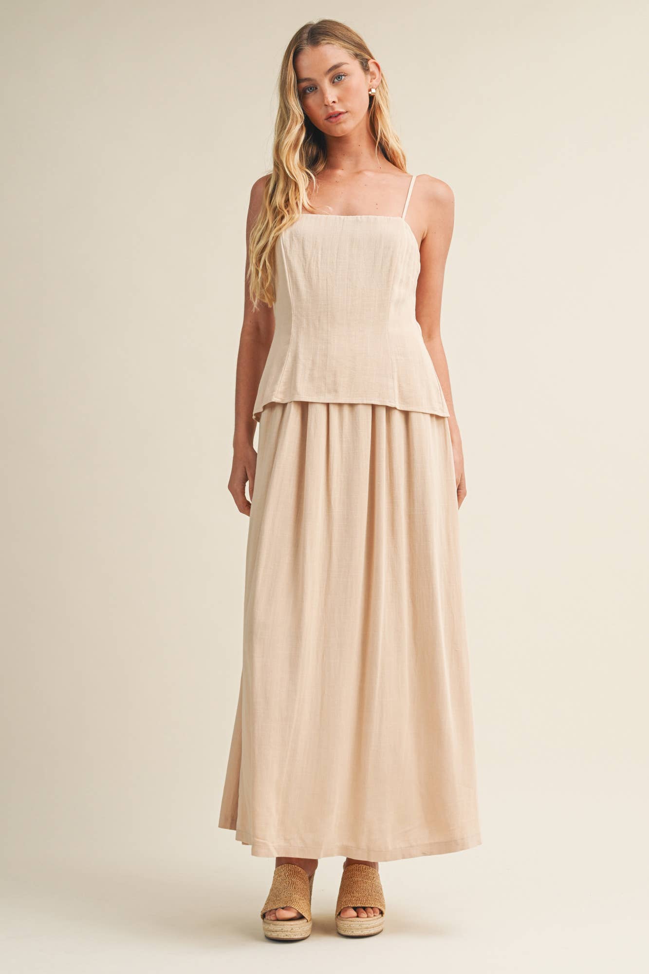 Architectural Tiered Bodice Maxi Dress