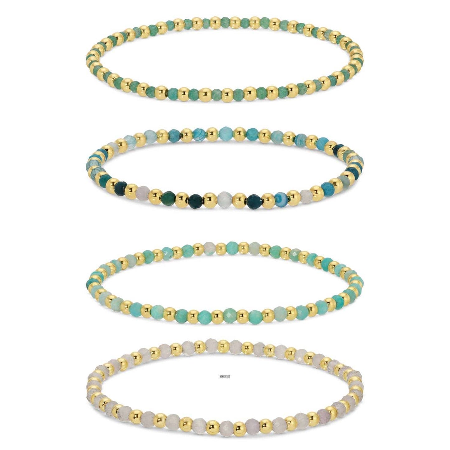 3mm Asst Beaded Bracelets Alternating Stones