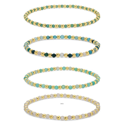 3mm Asst Beaded Bracelets Alternating Stones