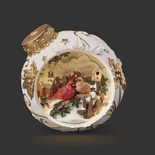 Lighted Ornament; Cardinal Carved Figure