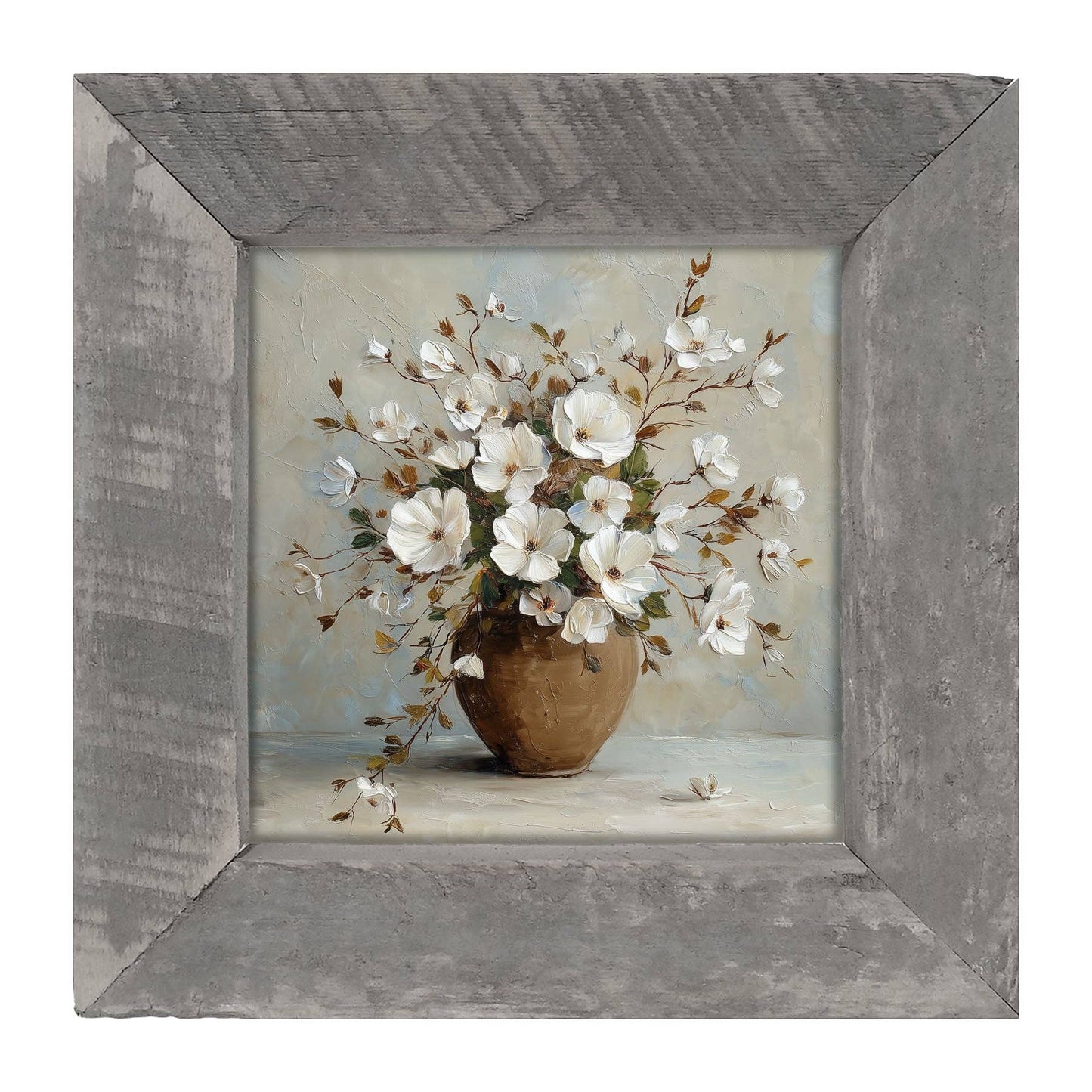 Copper Vase with White Floral Bouquet