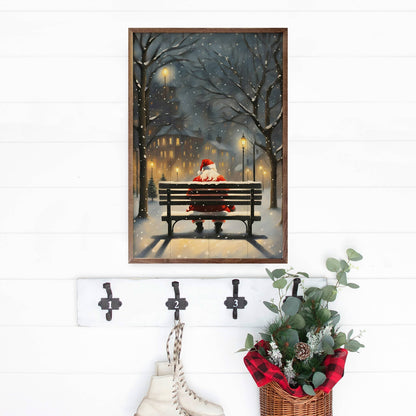Santa On A City Bench Art Print