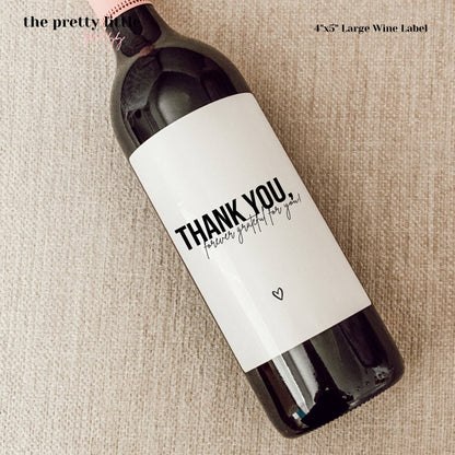 Thank You Wine Label, Thank You Card, Thank You Gift, Thank You Candle, Thank You Mini Champagne, Party Favor Thank You, Thank You Sticker