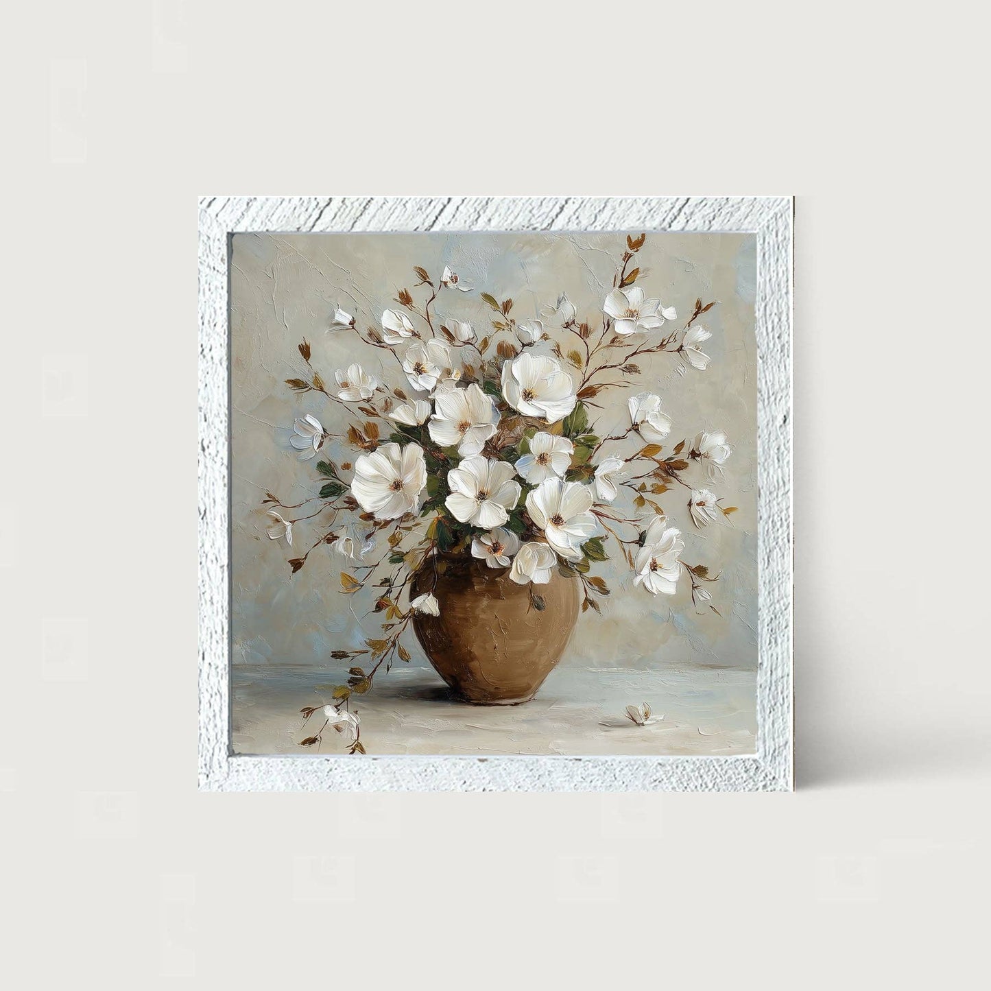 Copper Vase with White Floral Bouquet