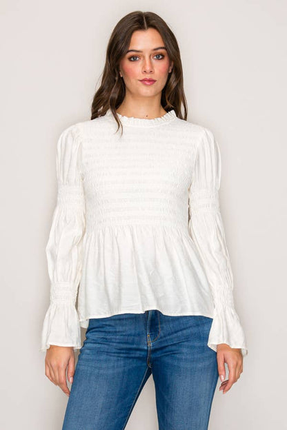 Lourdes Smocked Long Sleeve Blouse