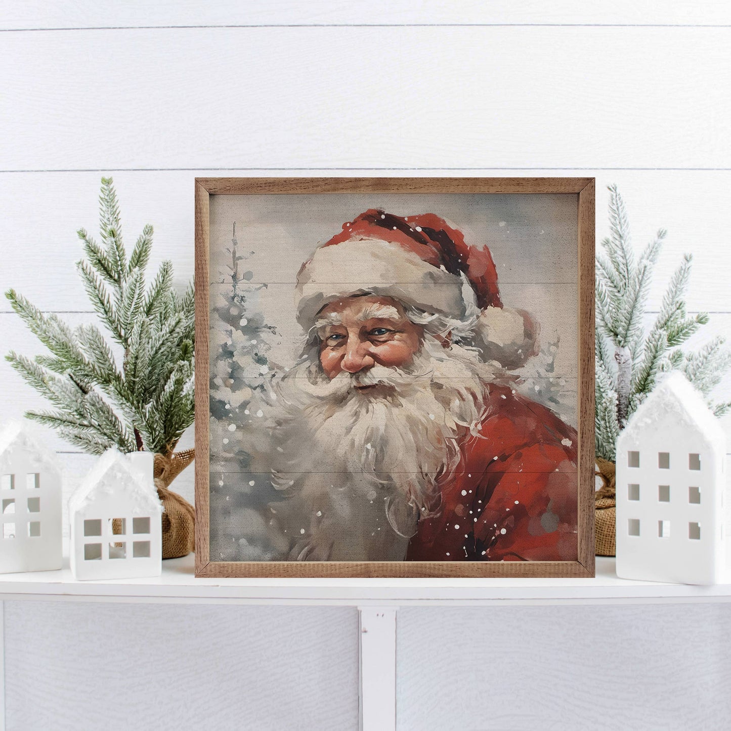 Snowy Santa Portrait Art Print