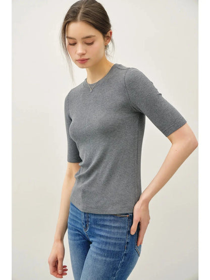 Short Sleeve Ultra Soft Ribbed Crewneck