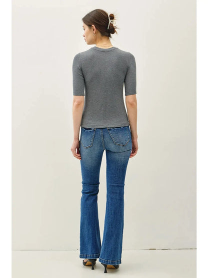 Short Sleeve Ultra Soft Ribbed Crewneck