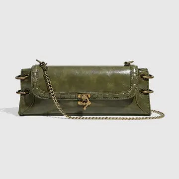 Bronze Lock Chain Shoulder & Clutch Bag