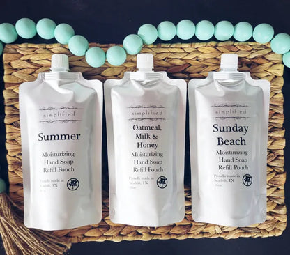 Simplified Sunday Beach 16oz Moisturizing Hand Soap Refill Pouch in white packaging
