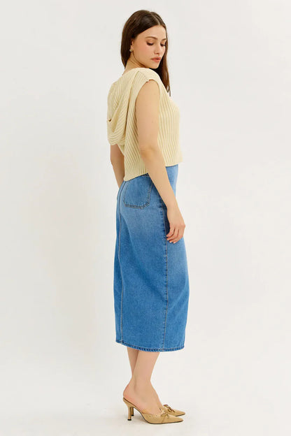 Relaxed Fit Rib Hoodie Sweater Top