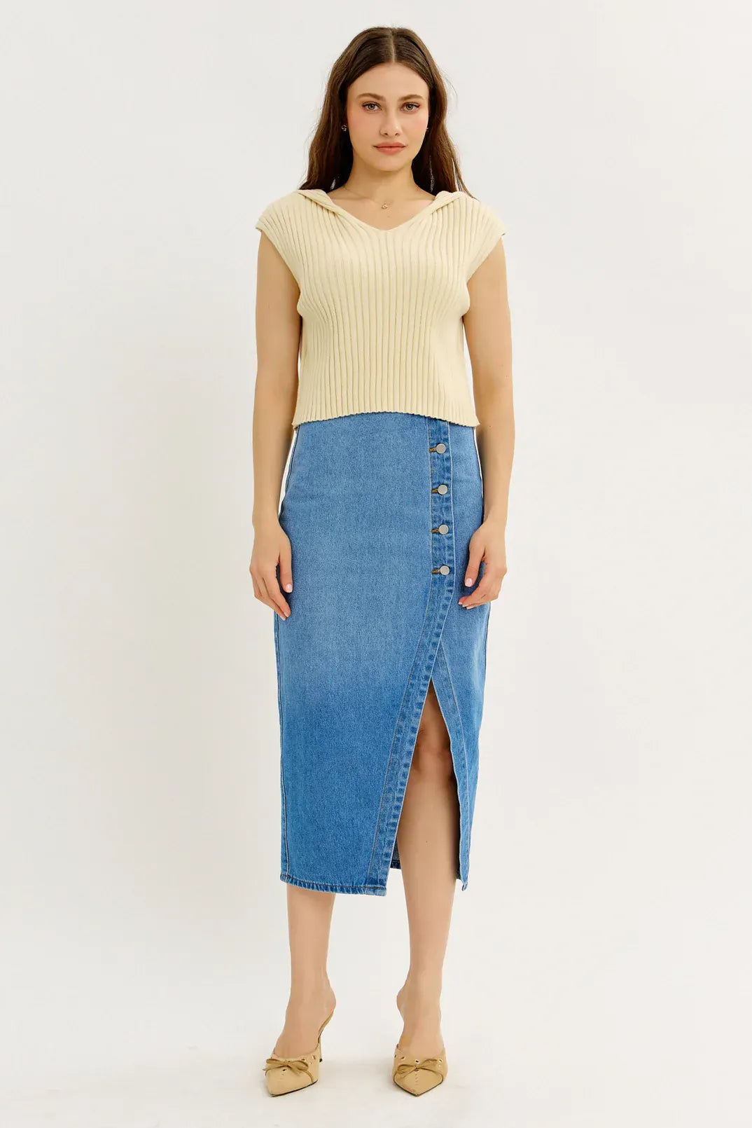 Relaxed Fit Rib Hoodie Sweater Top